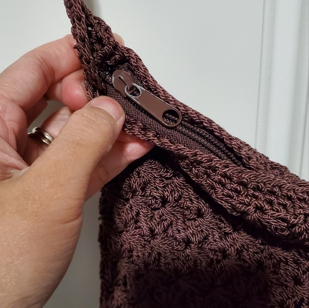 Brown Crochet Shoulder Bag Purse - Picture 7 of 10